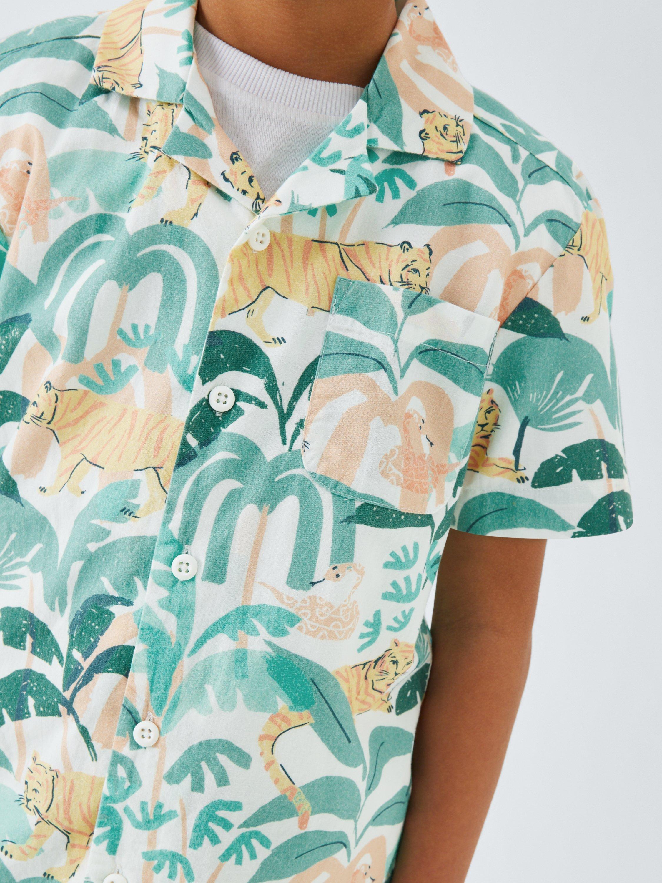 Product image 5 of 9, which shows John Lewis Kids' Jungle Tiger Shirt Sleeve Shirt, Multi, 2 years