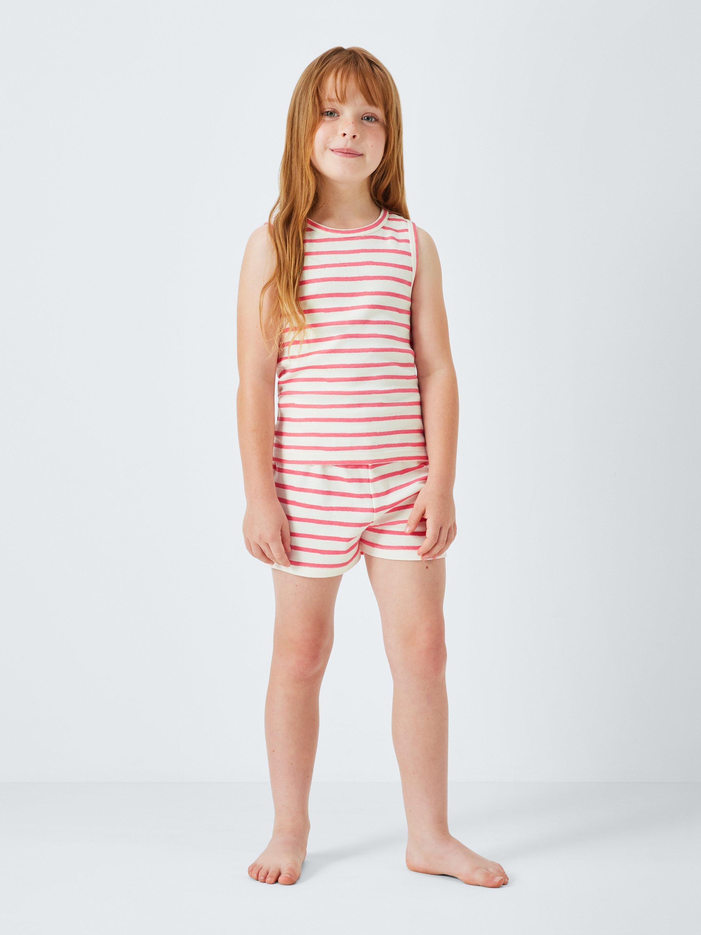 Product image 2 of 7, which shows Jonn Lewis Kids' Mix-And-Match Stripe Pyjama Vest, Pink, 5 years