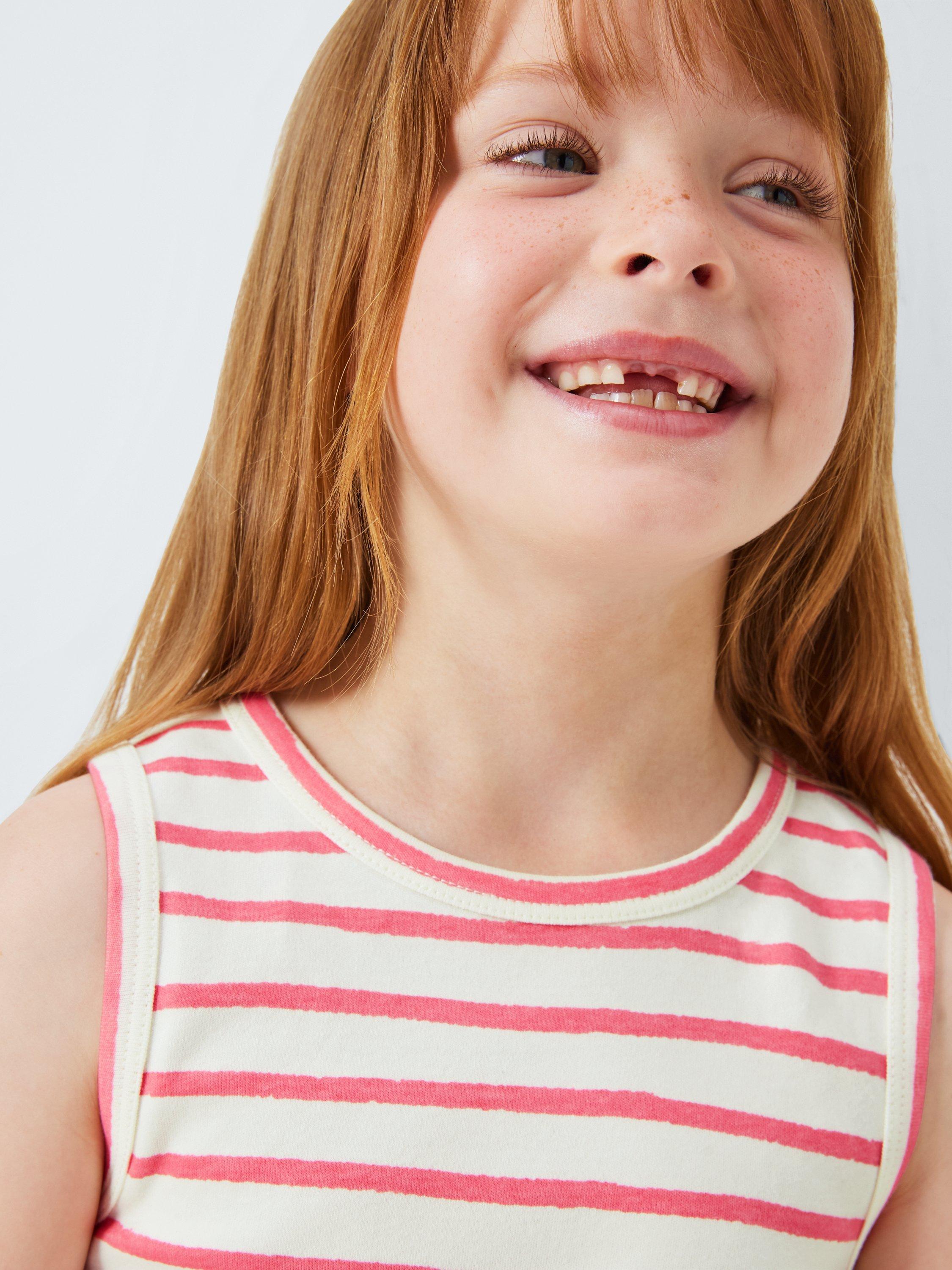 Product image 6 of 7, which shows Jonn Lewis Kids' Mix-And-Match Stripe Pyjama Vest, Pink, 5 years