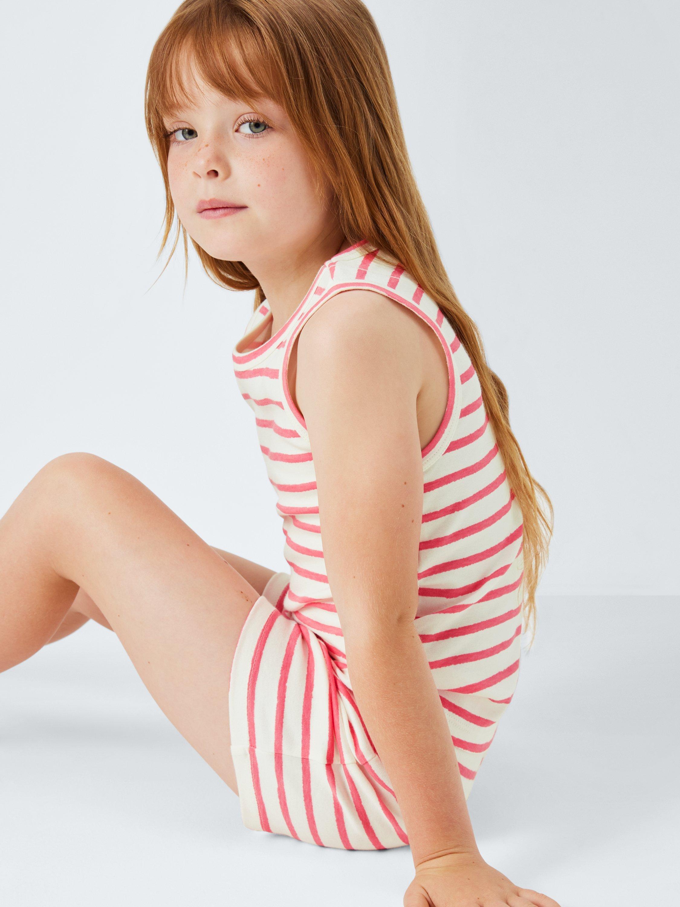 Product image 6 of 7, which shows John Lewis Kids' Ink Mix-And-Match Stripe Pyjama Shorts, Pink, 5 years