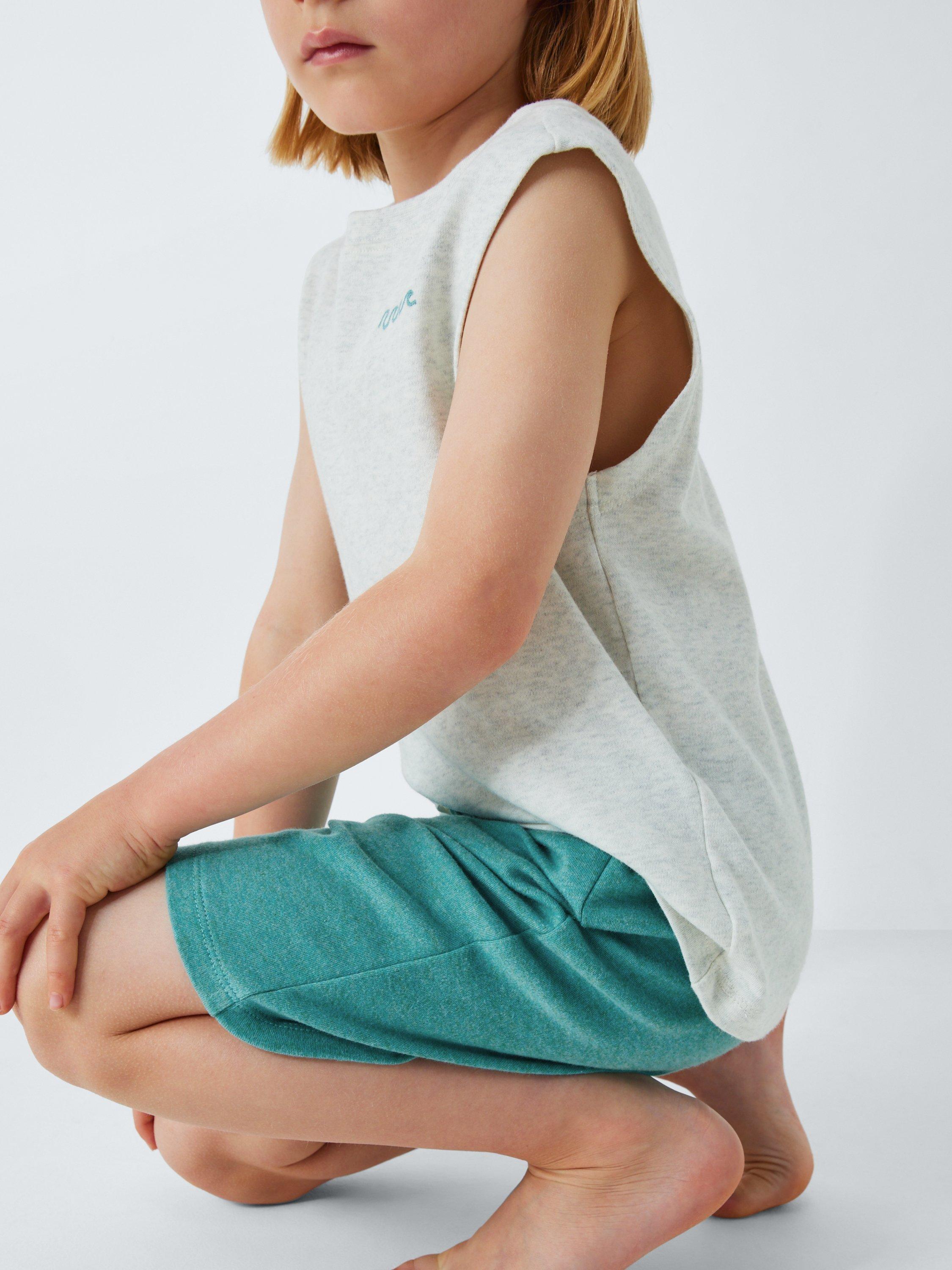 Product image 4 of 7, which shows John Lewis Kids' Mix-And-Match Longline Pyjama Shorts, Teal, 5 years