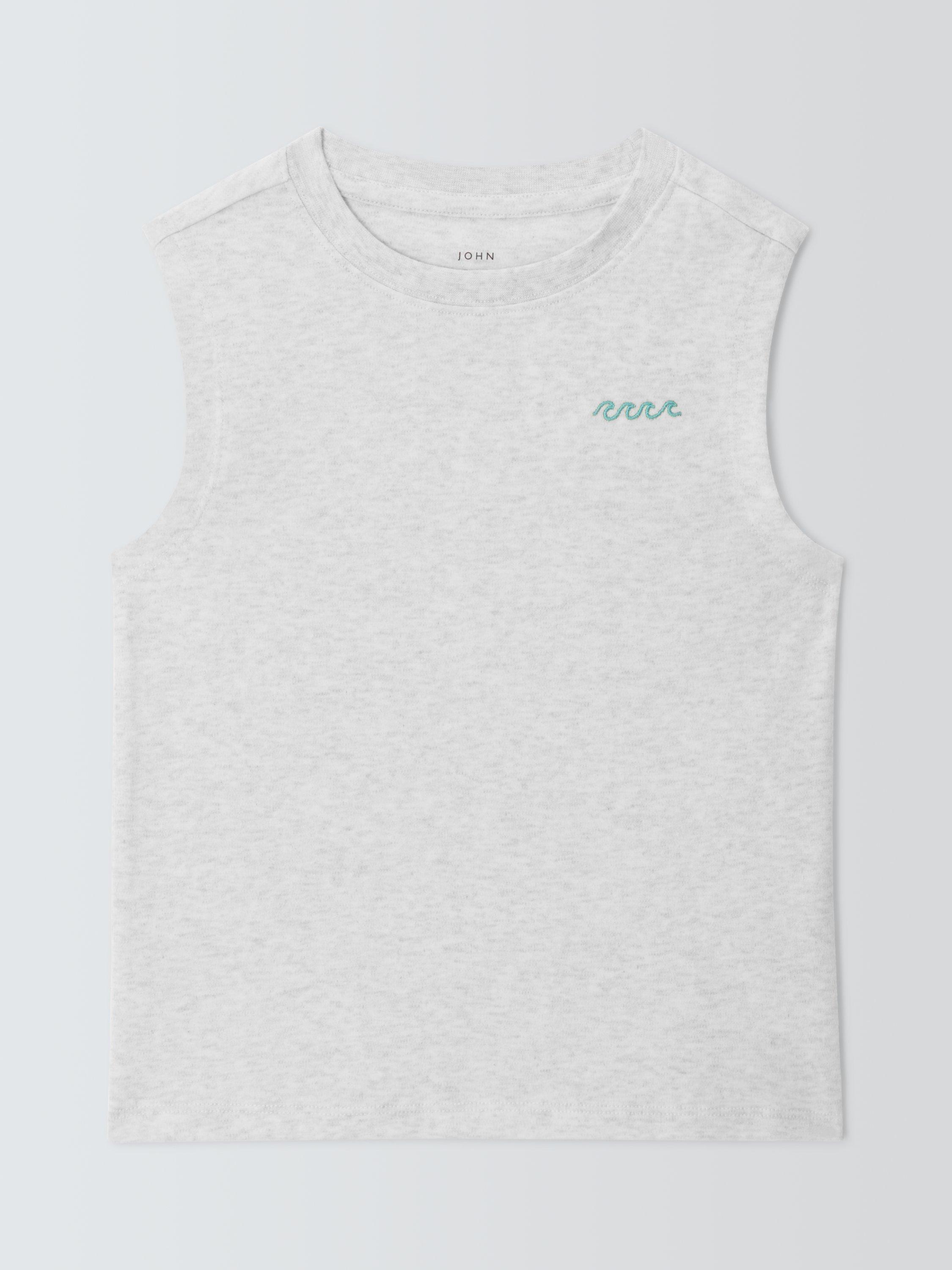 Product image 3 of 7, which shows John Lewis Kids' Sleeveless T-Shirt, Tofu, 5 years