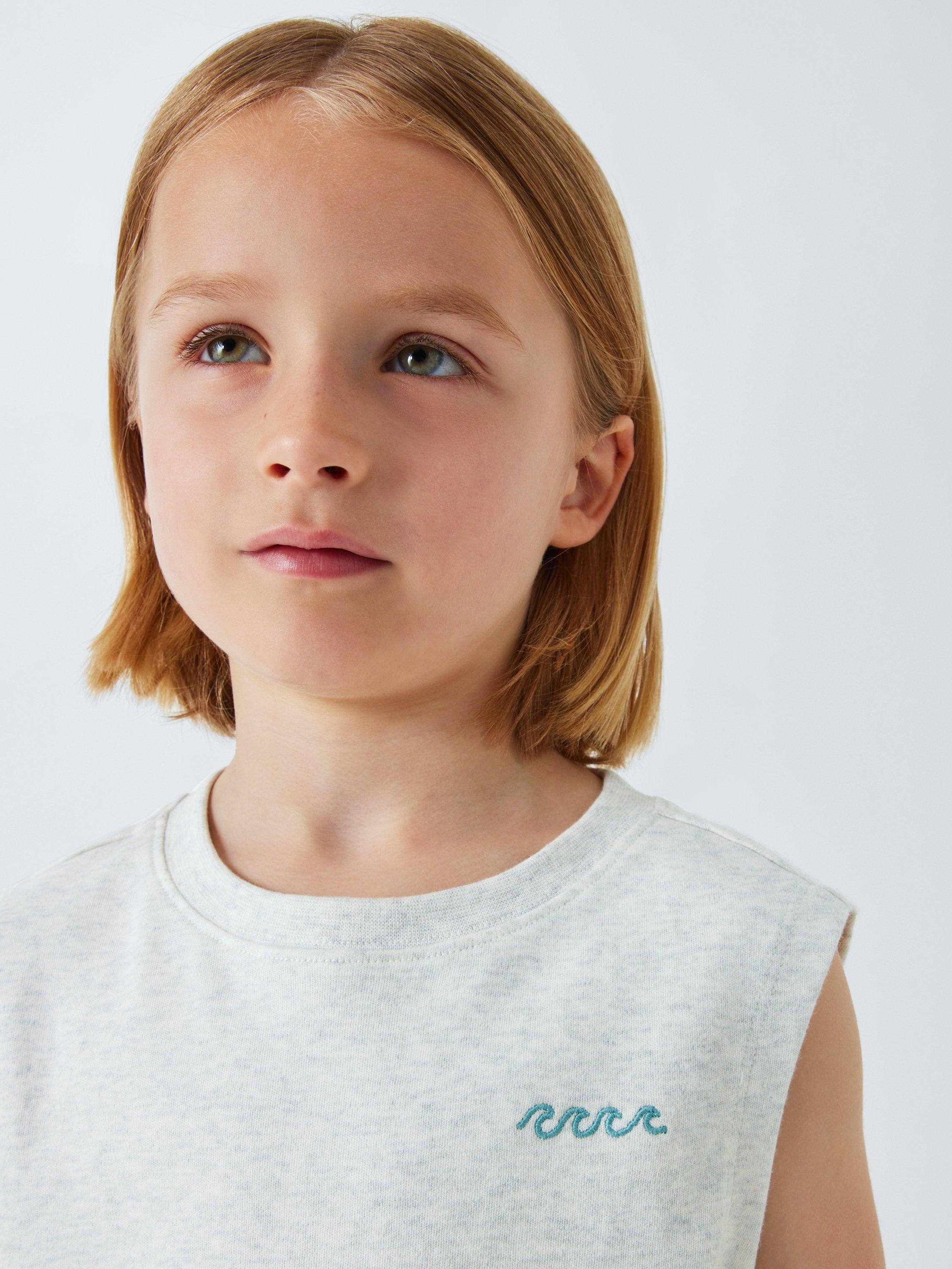 Product image 5 of 7, which shows John Lewis Kids' Sleeveless T-Shirt, Tofu, 5 years