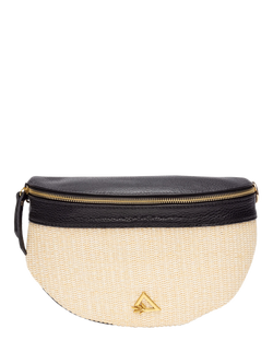 Hay Life x Ellie Beaumont Straw Sling Bag, Natural/Black, Natural/Black