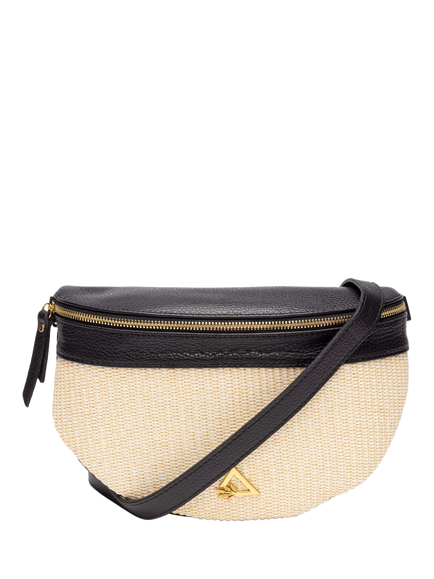 Hay Life x Ellie Beaumont Straw Sling Bag, Natural/Black - view 2, Natural/Black