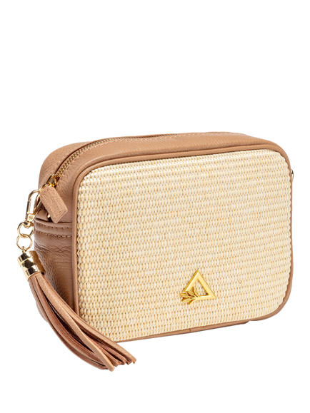Hay Life x Elie Beaumont Straw Camera Bag, Natural/Brown - view 2, Natural/Brown