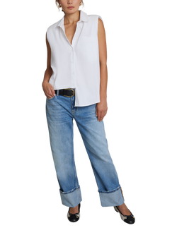 Hay Life Sleeveless Padded Shoulders Shirt, White - view 2, White