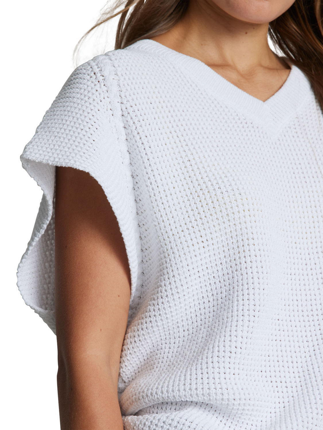 Product image 4 of 6, which shows Hay Life Unisex Knitted Tank Jumper, White, XS