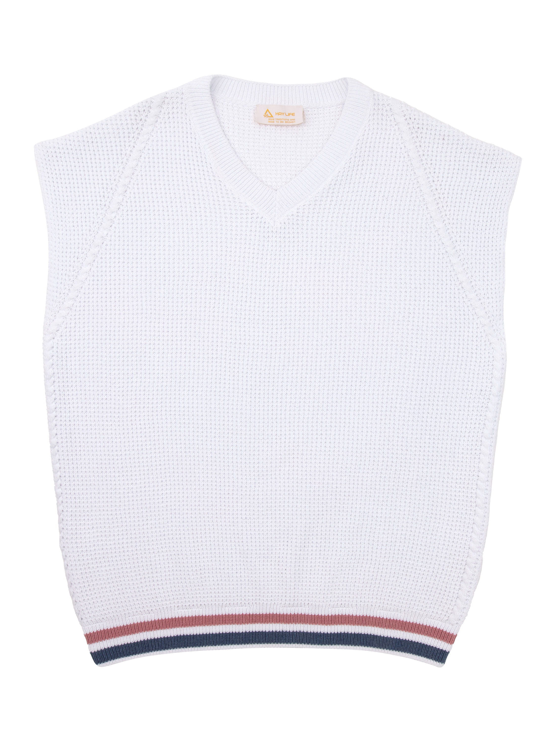Product image 6 of 6, which shows Hay Life Unisex Knitted Tank Jumper, White, XS