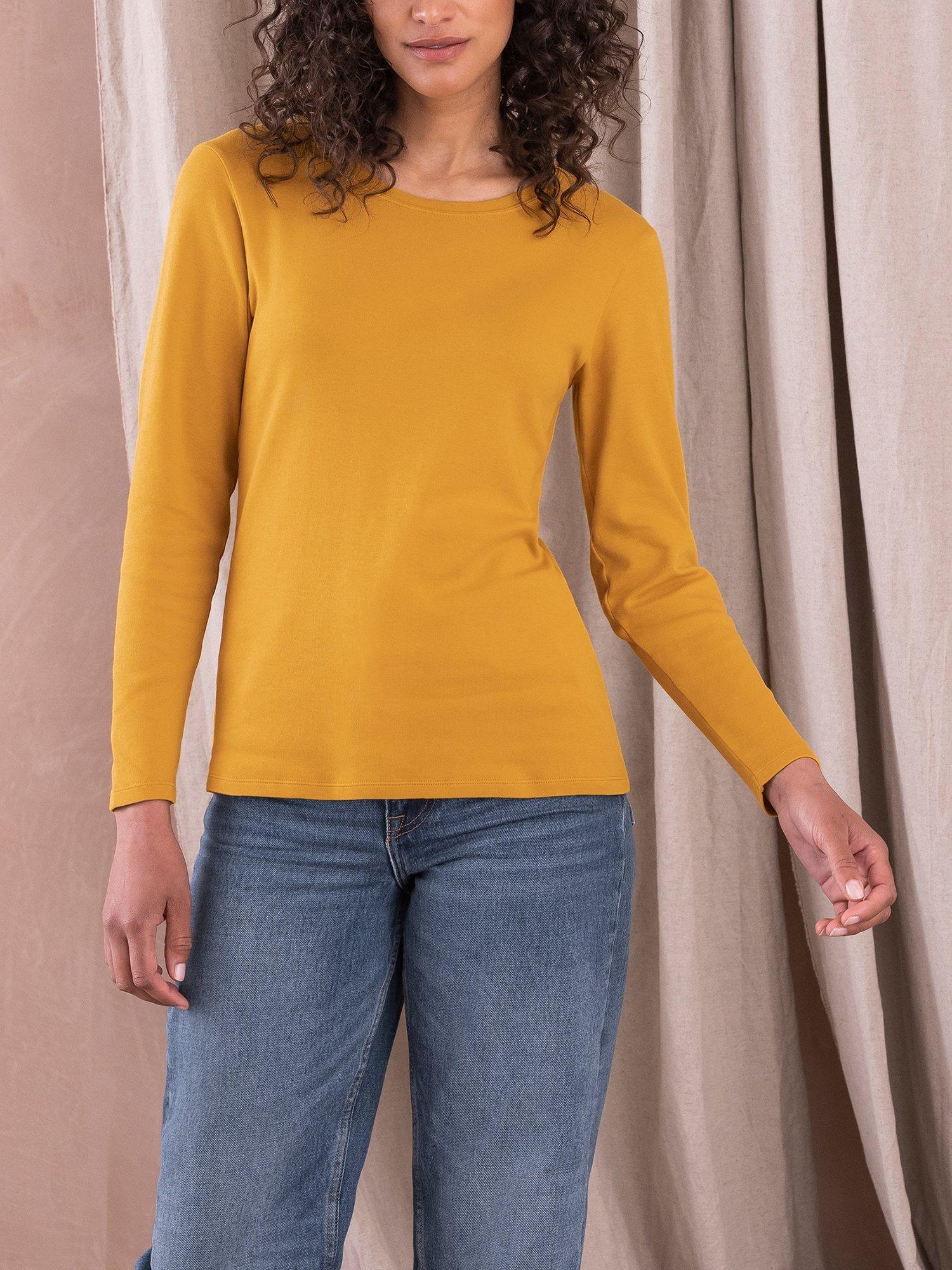 Product image 1 of 5, which shows Celtic & Co. Jersey Long Sleeve Top, Gold, 14