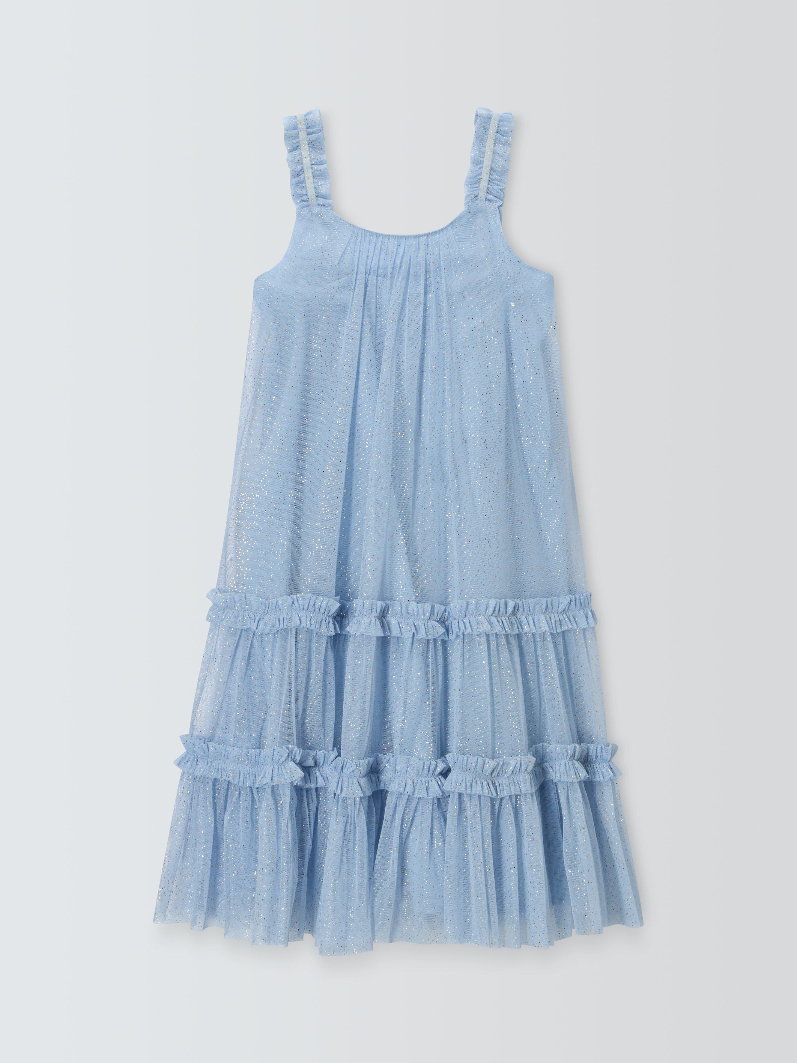 Product image 3 of 7, which shows John Lewis Kids' Mesh Tiered Dress, Blue, 6 years