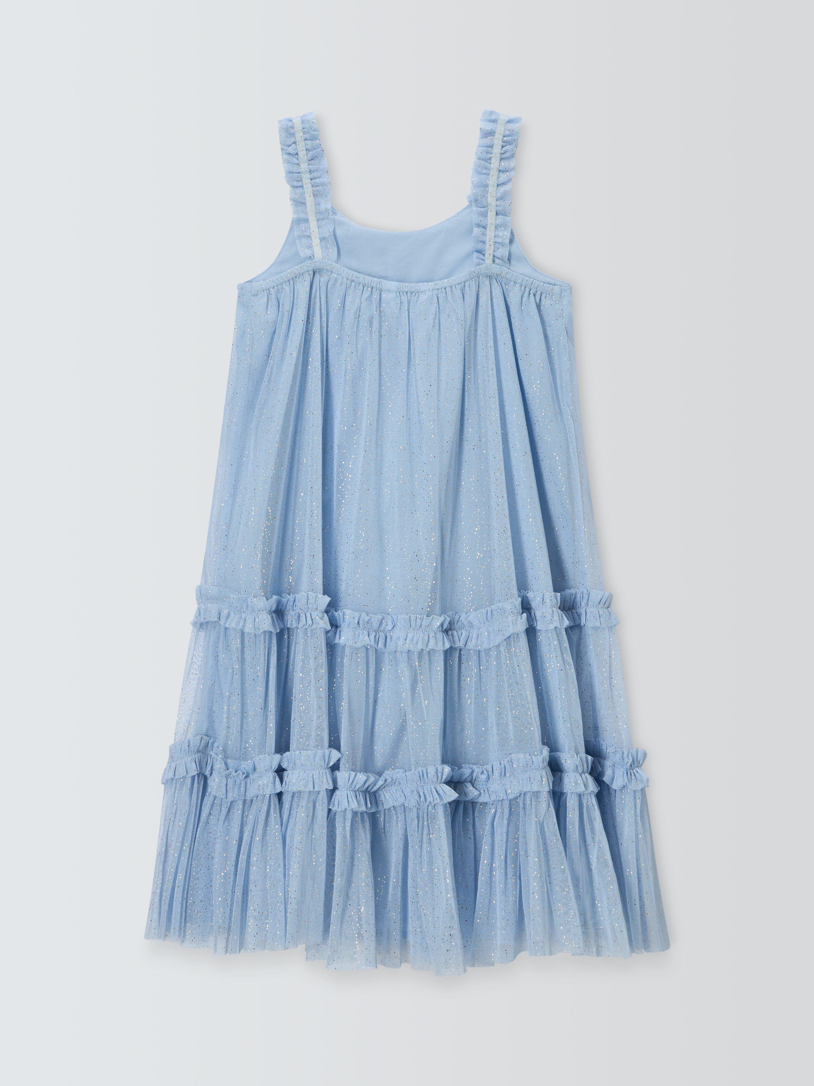 Product image 7 of 7, which shows John Lewis Kids' Mesh Tiered Dress, Blue, 6 years