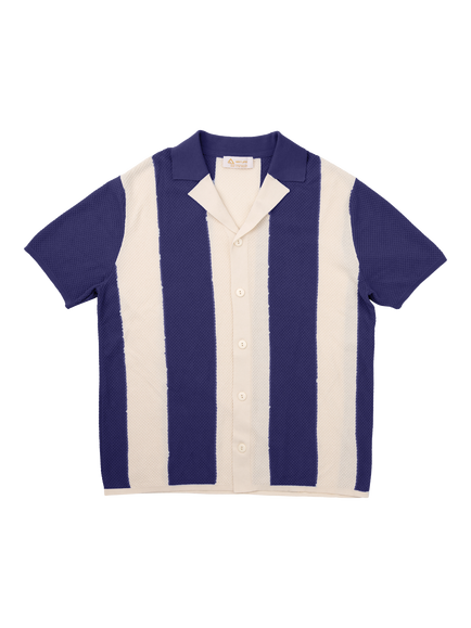Hay Life Unisex Knitted Striped Shirt, Navy/White, Navy/White