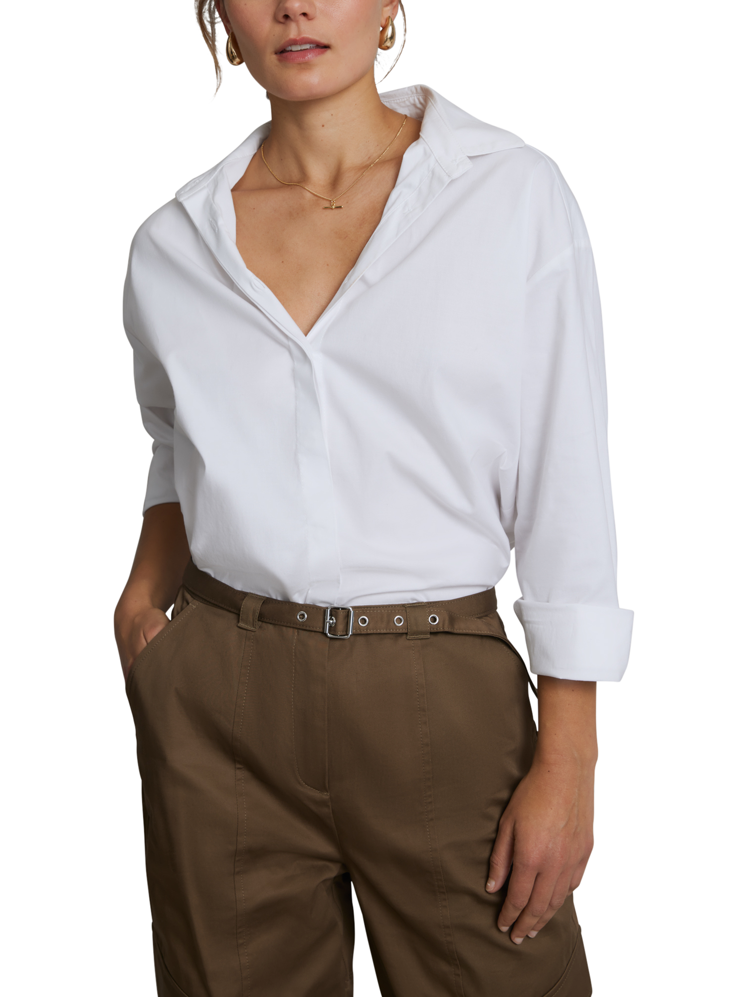 Product image 1 of 7, which shows Hay Life Unisex Box Fit Shirt, White, XS