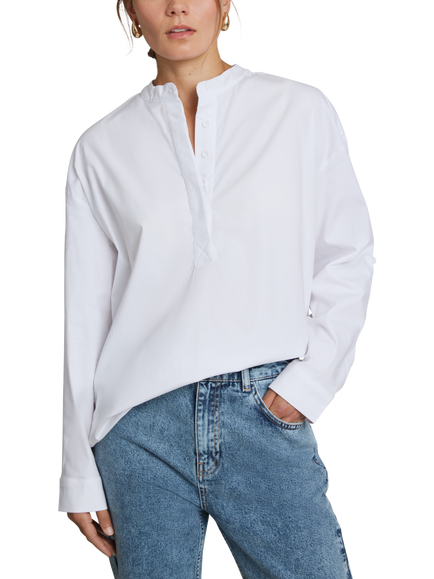 Hay Life Unisex Grandad Collar Tunic Shirt, White - view 2, 