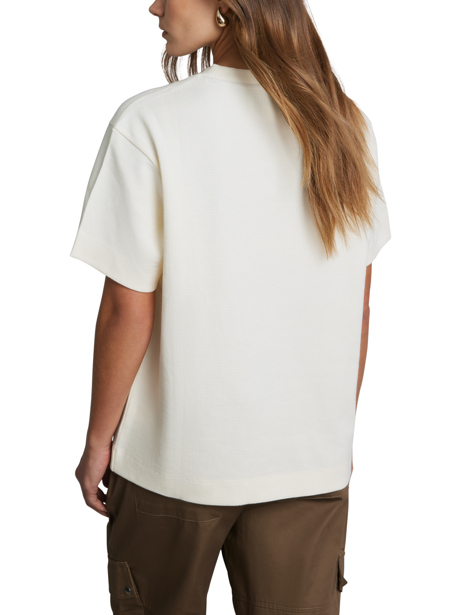 Product image 3 of 8, which shows Hay Life Unisex Boxy Waffle T-Shirt, Off White, XS