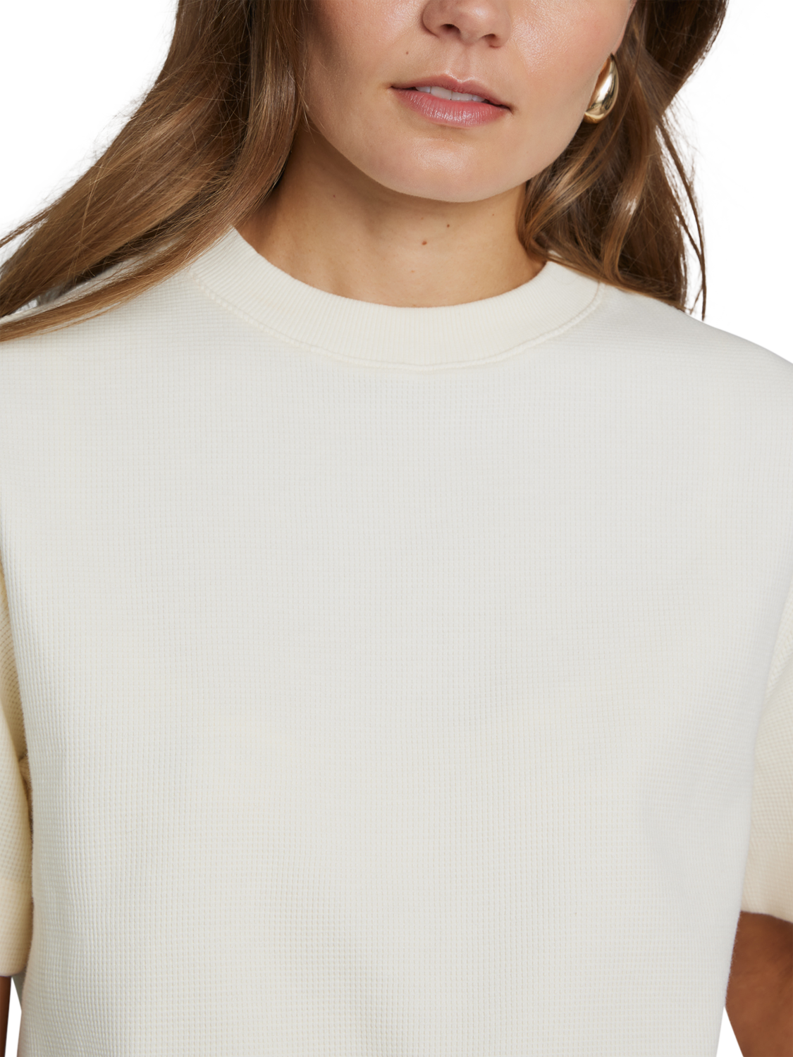 Product image 5 of 8, which shows Hay Life Unisex Boxy Waffle T-Shirt, Off White, XS