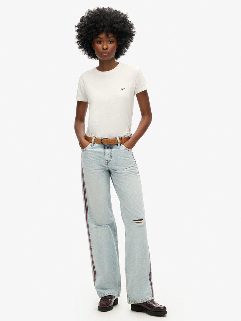 Product image 1 of 7, which shows Superdry Mid Rise Wide Leg Double Tape Jeans, Spring Vintage, W26/L30