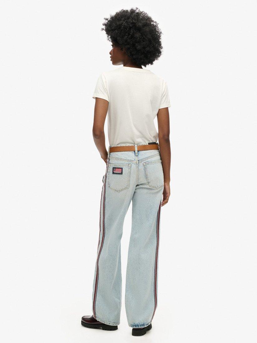 Product image 2 of 7, which shows Superdry Mid Rise Wide Leg Double Tape Jeans, Spring Vintage, W26/L30