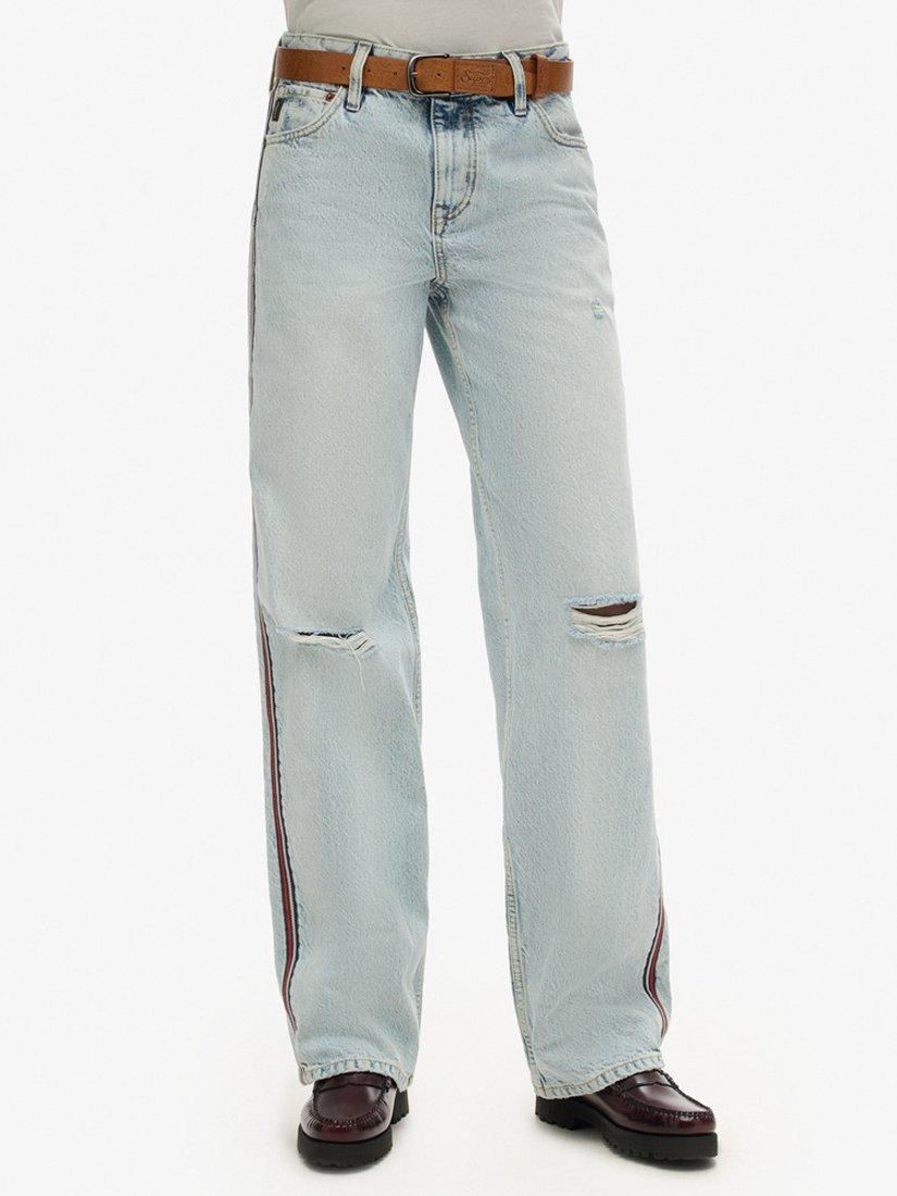 Product image 5 of 7, which shows Superdry Mid Rise Wide Leg Double Tape Jeans, Spring Vintage, W26/L30
