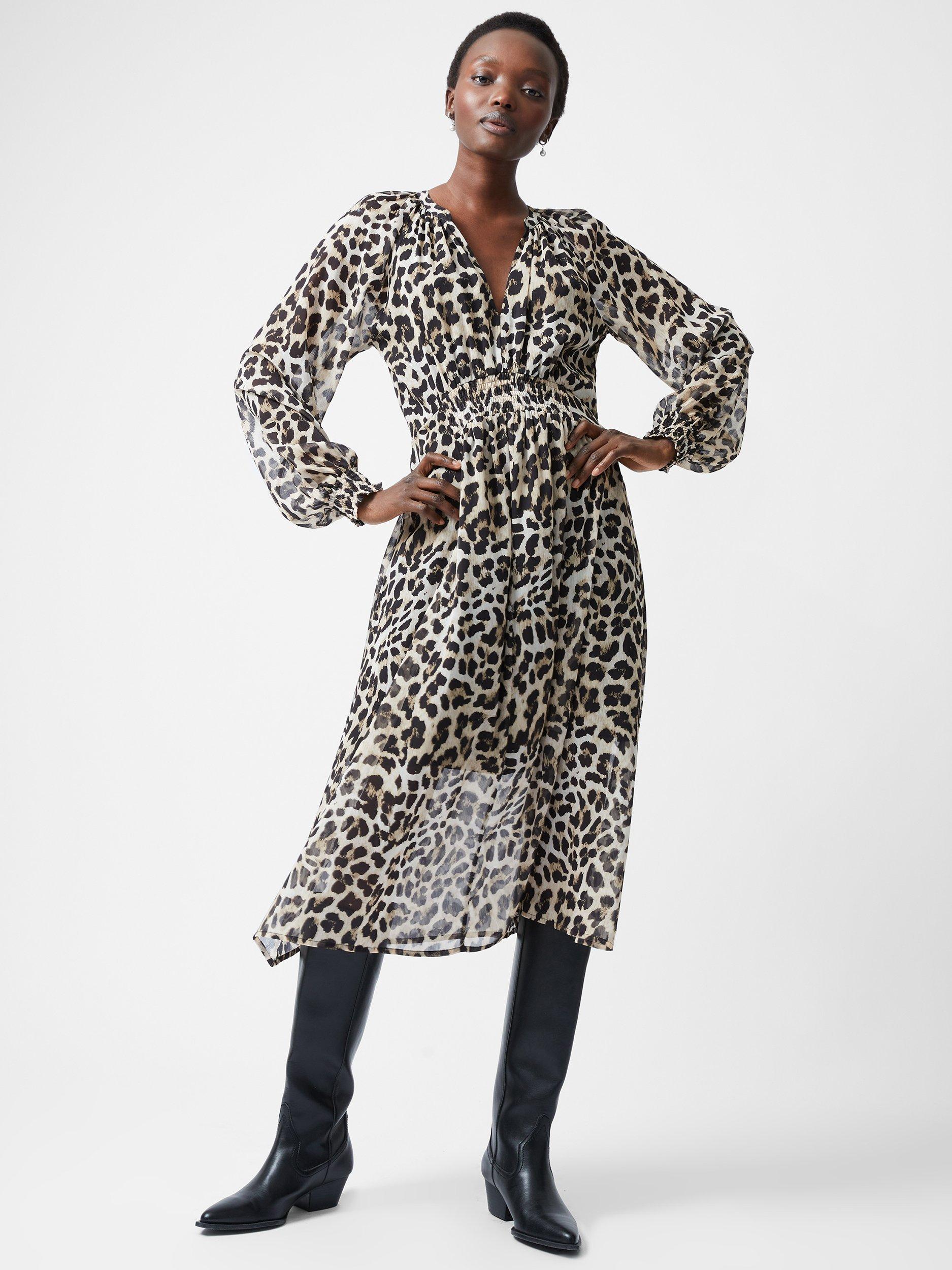 French Connection Leopard Georgette Dress, Multi