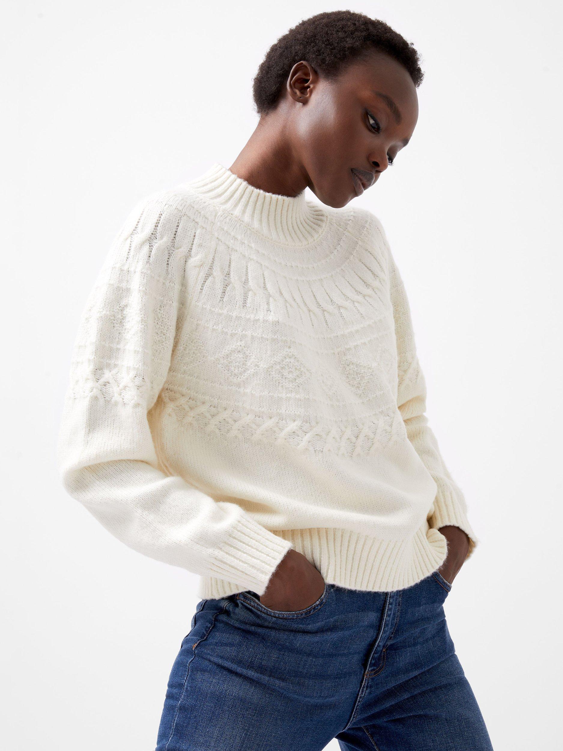 French Connection Kessey High Neck Jumper, Porcelain Cream