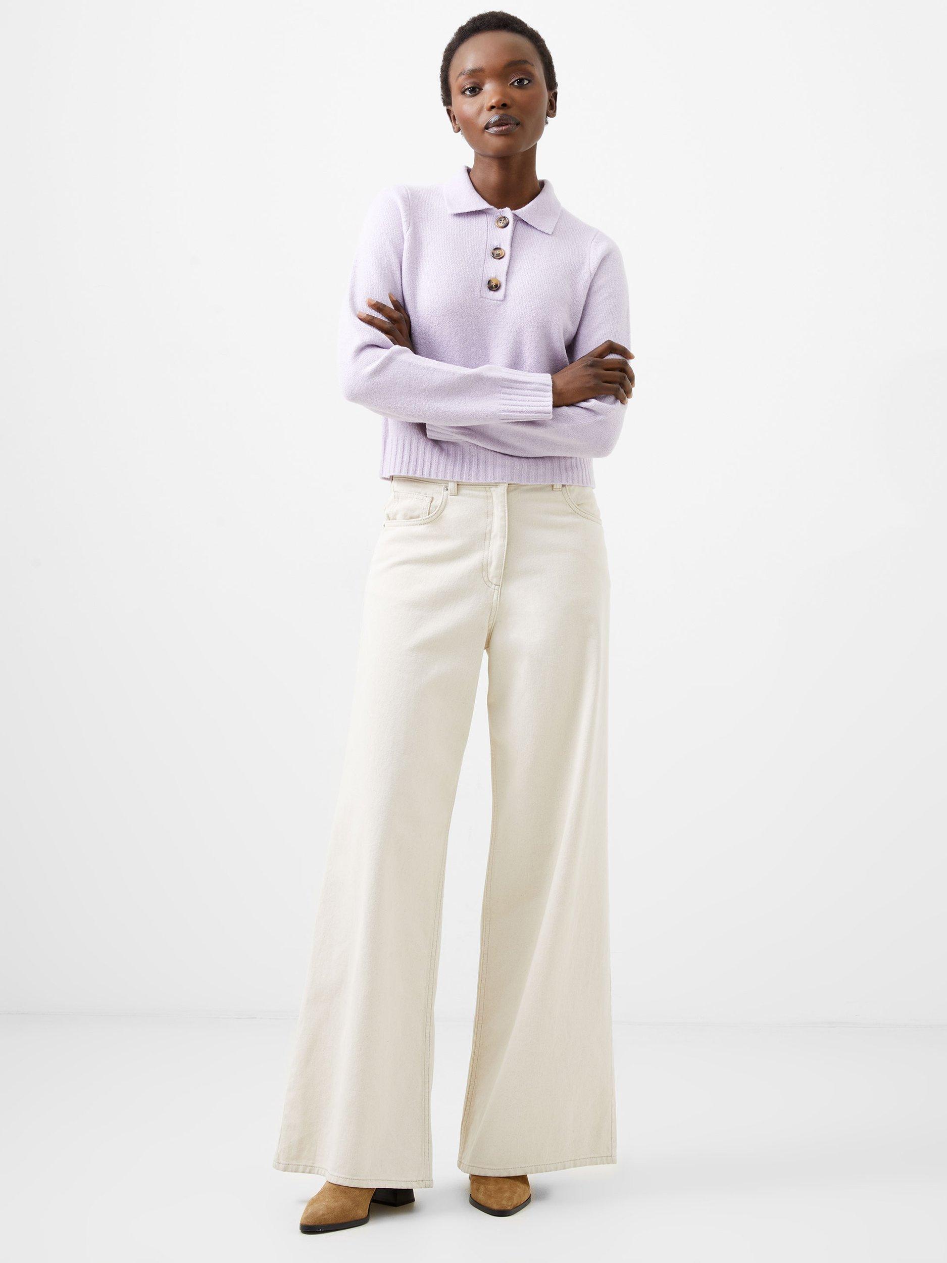 French Connection Vhari Long Sleeve Button Up Jumper, Orchid Petal