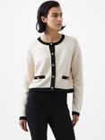 French Connection Vhari Contrast Cardigan, Cream/Black