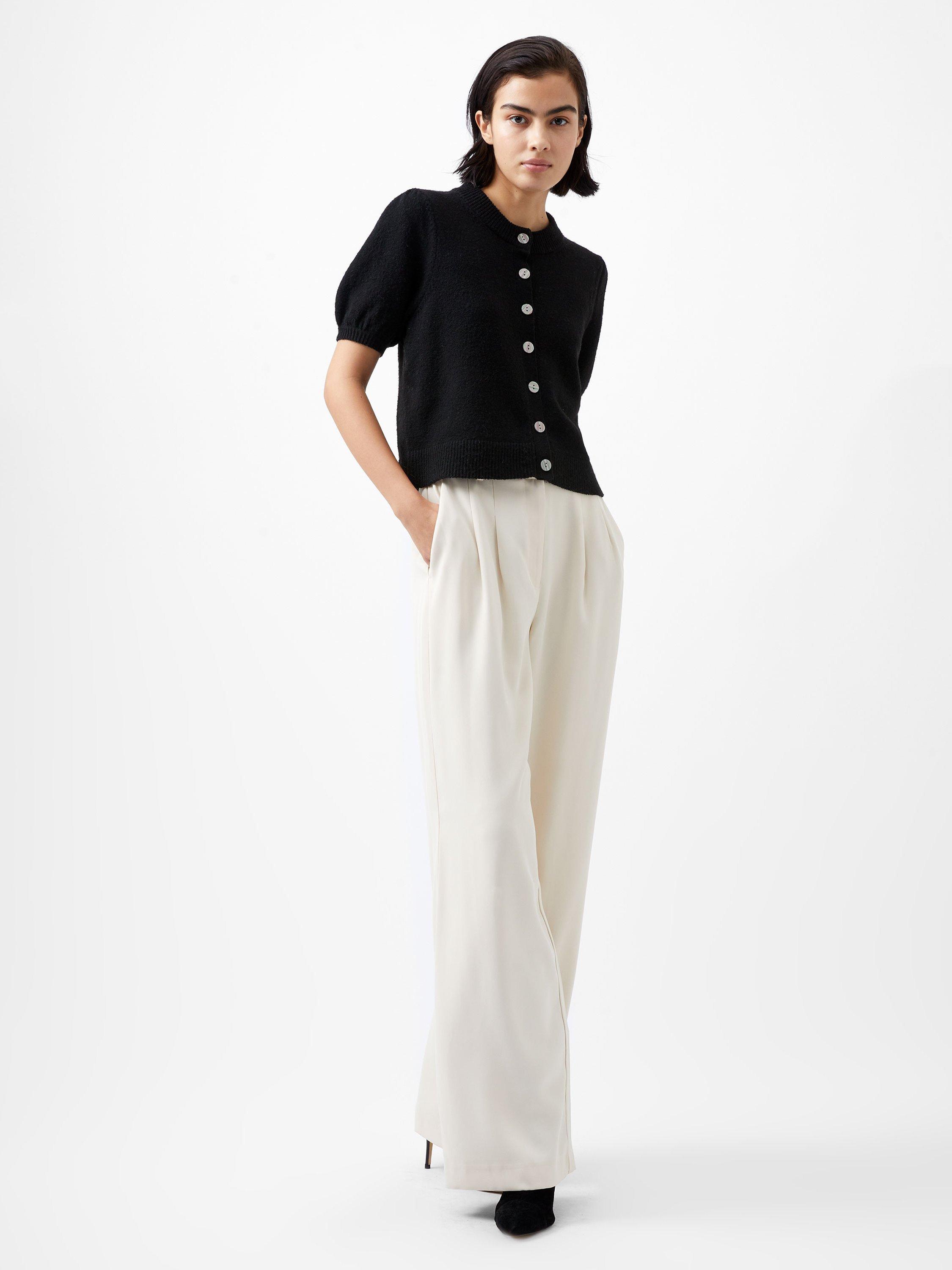 French Connection Vhari Puff Sleeve Cardigan, Black