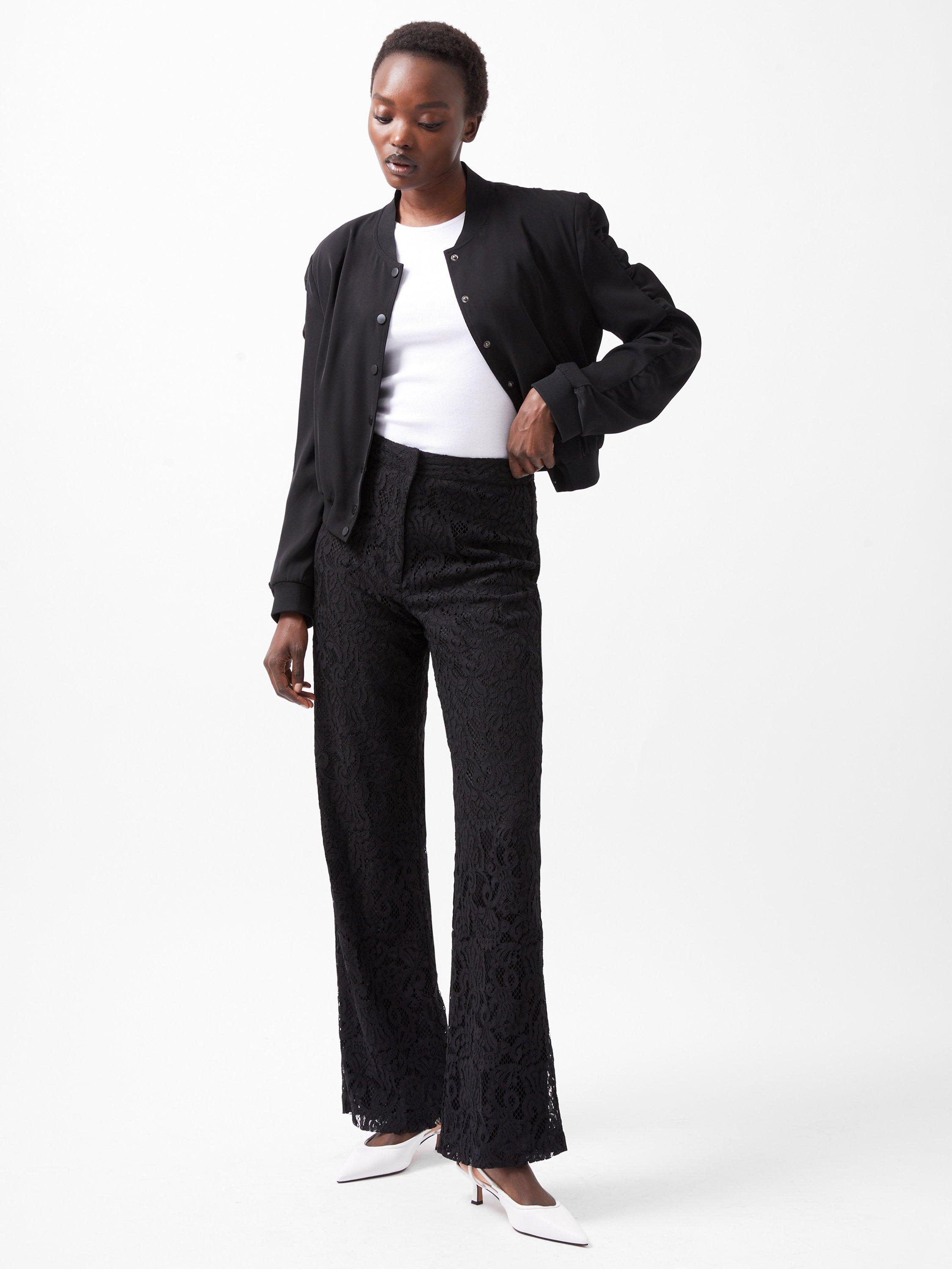 French Connection Asura Lace Trousers, Blackout