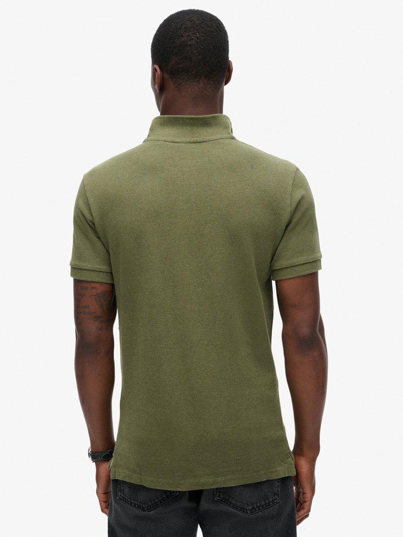 Product image 2 of 6, which shows Superdry Pique Polo Shirt, Thrift Olive Marl, XXXL
