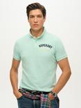 Superdry Cotton Regular Fit Short Sleeve Polo Shirt, Light Mint Green