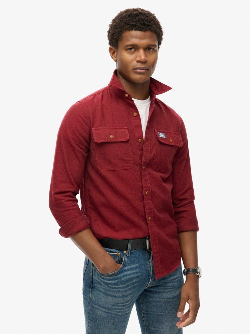 Superdry Trailsman Organic Cotton Flannel Shirt, Expedition Red