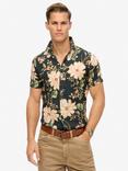 Superdry Linen Regular Fit Floral Print Shirt, Navy/Multi