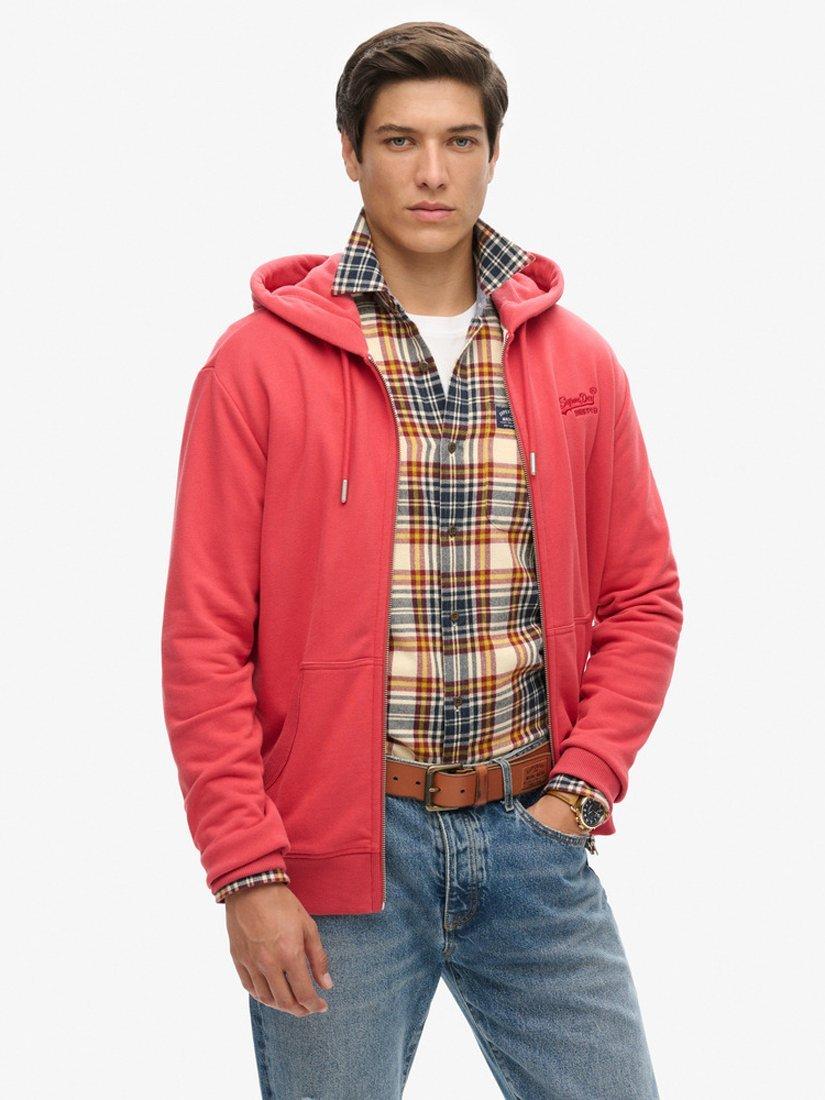 Superdry Essential Logo Zip Hoodie, Cardinal Red