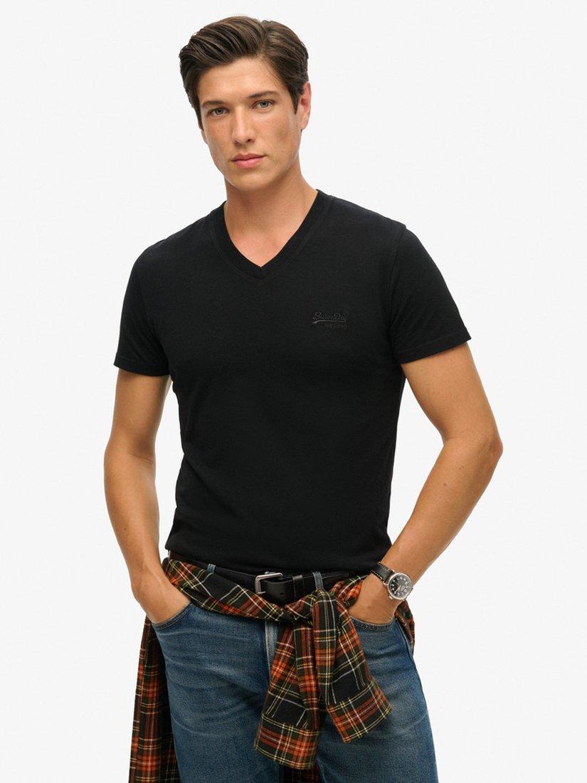 Superdry Organic Cotton Regular Fit V-Neck T-Shirt, Black