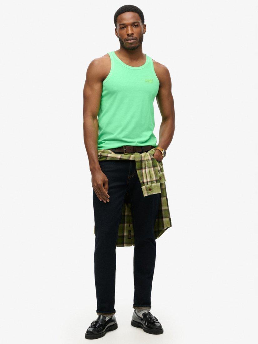Product image 2 of 4, which shows Superdry Essential Organic Cotton Logo Vest Top, Dry Fluro Lime, S