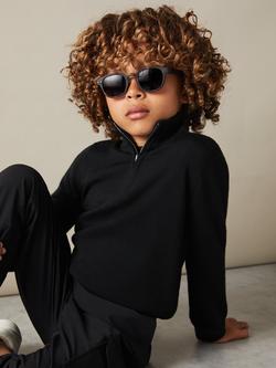 Reiss Kids' Blackhall Wool Zip High Neck Jumper - view 2, Black