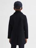 Reiss Kids' Gable Wool Blend Coat, Navy
