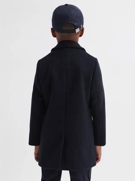 Reiss Kids' Gable Wool Blend Coat - view 2, Navy