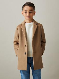 Reiss Kids' Gable Wool Blend Coat, Camel