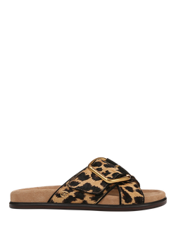 Sam Edelman Darla Leopard Leather Slide Sandals, Cyprus Tan Multi, Cyprus Tan Multi