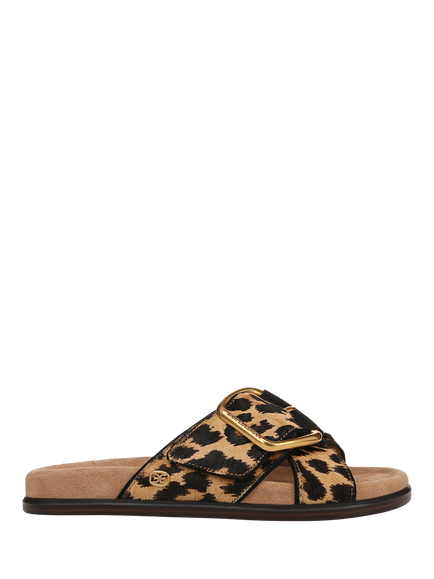 Sam Edelman Darla Leopard Leather Slide Sandals, Cyprus Tan Multi, Cyprus Tan Multi