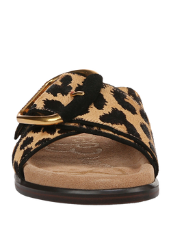 Sam Edelman Darla Leopard Leather Slide Sandals, Cyprus Tan Multi - view 2, Cyprus Tan Multi