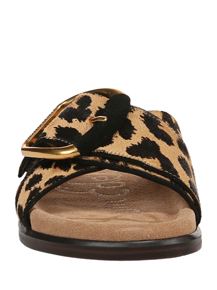 Sam Edelman Darla Leopard Leather Slide Sandals, Cyprus Tan Multi - view 2, Cyprus Tan Multi