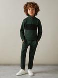 Reiss Kids' Selin Half Zip Stripe Jumper, Emerald Green