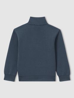 Reiss Kids' Ethan Zip High Neck Jumper, Dark Diesel Blue - view 2, Dark Diesel Blue