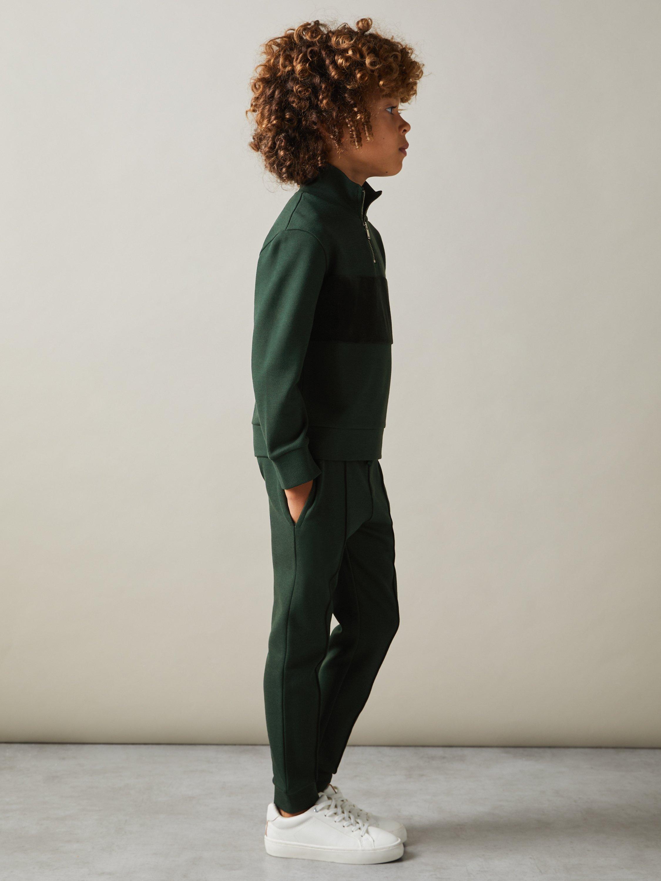 Product image 1 of 4, which shows Reiss Kids' Croxley Relaxed Drawstring Joggers, Emerald Green, 10-11 years