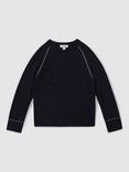 Reiss Kids' Lydia Contrast Stitch Jumper, Navy