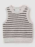Reiss Kids' Venus Striped Knitted Vest, Grey